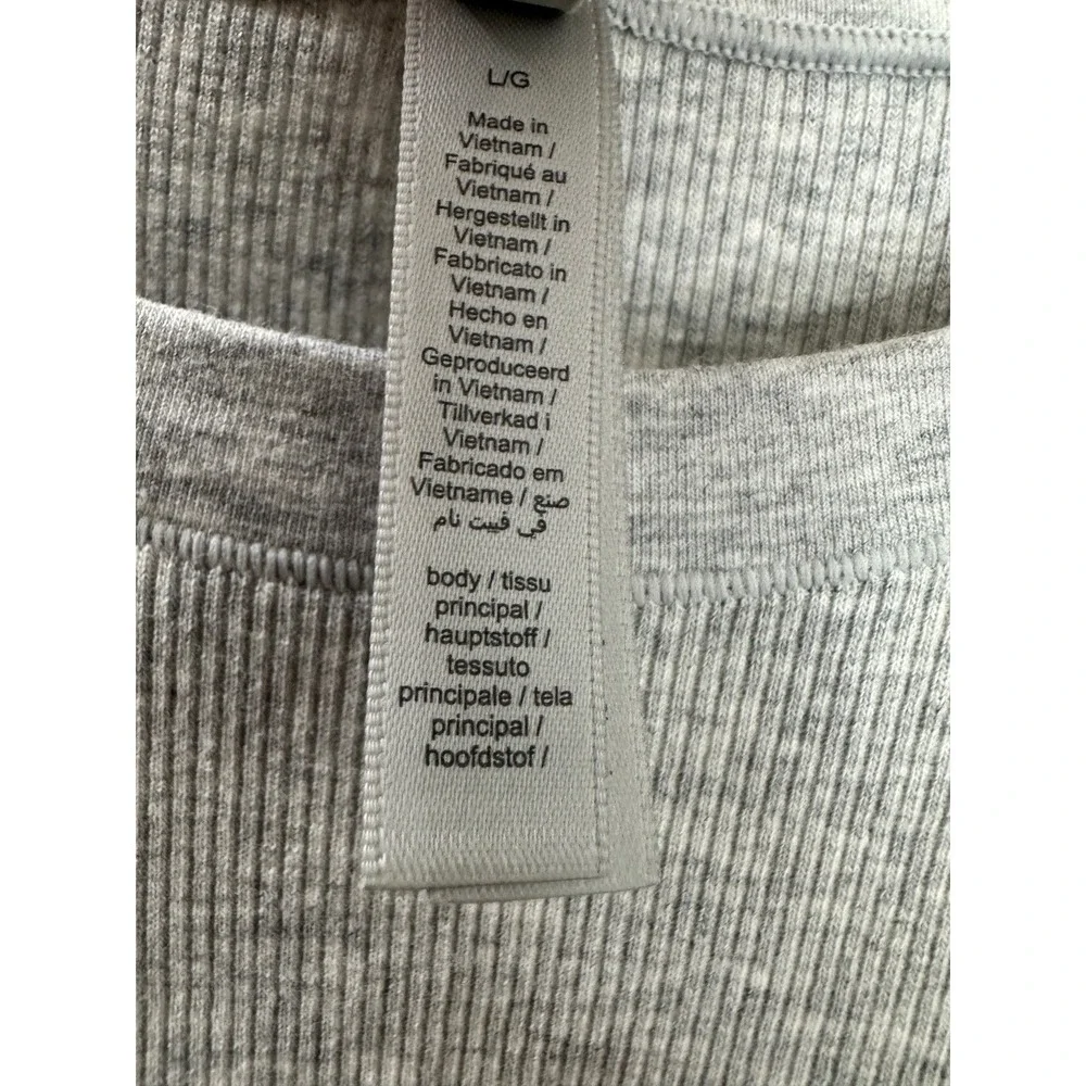 SKIMS Ribbed Cotton Blend Crew Neck Long Sleeve Large Top Light Heather Gray - Picture 7 of 12